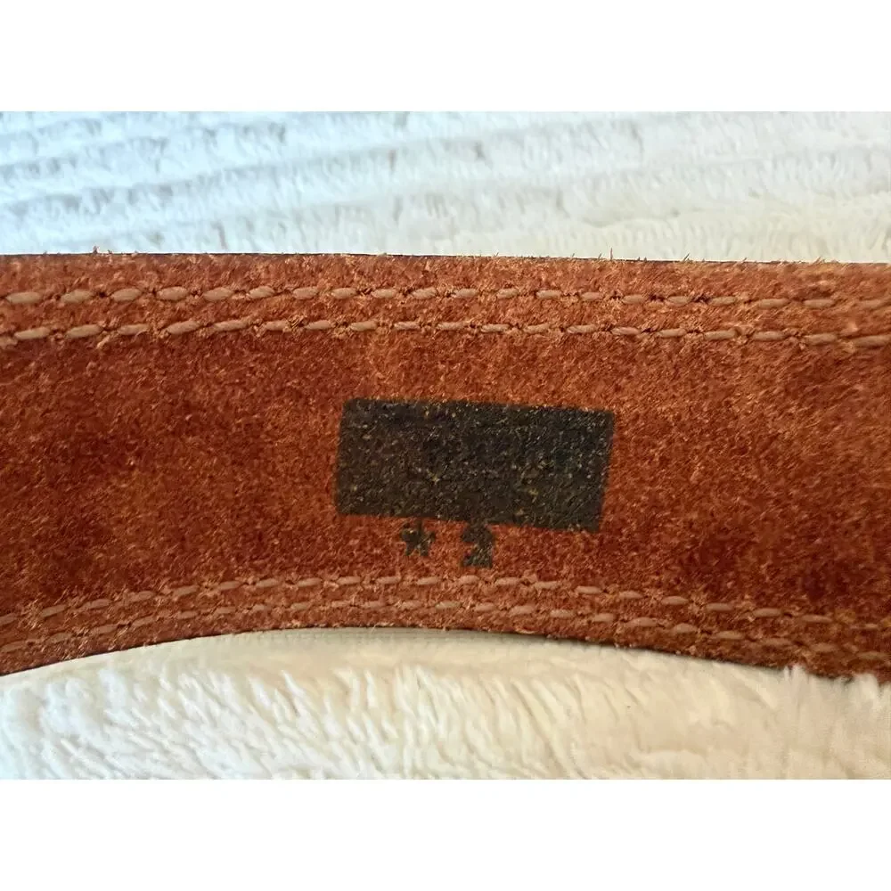 Vintage Tooled Leather Western Belt Size 36 37 38 - Floral Embossed Cowhide 1970